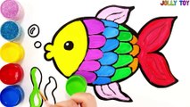 Cute Fish with Glitter Bubbles coloring and drawing for Kids, Toddlers - Jolly Toy