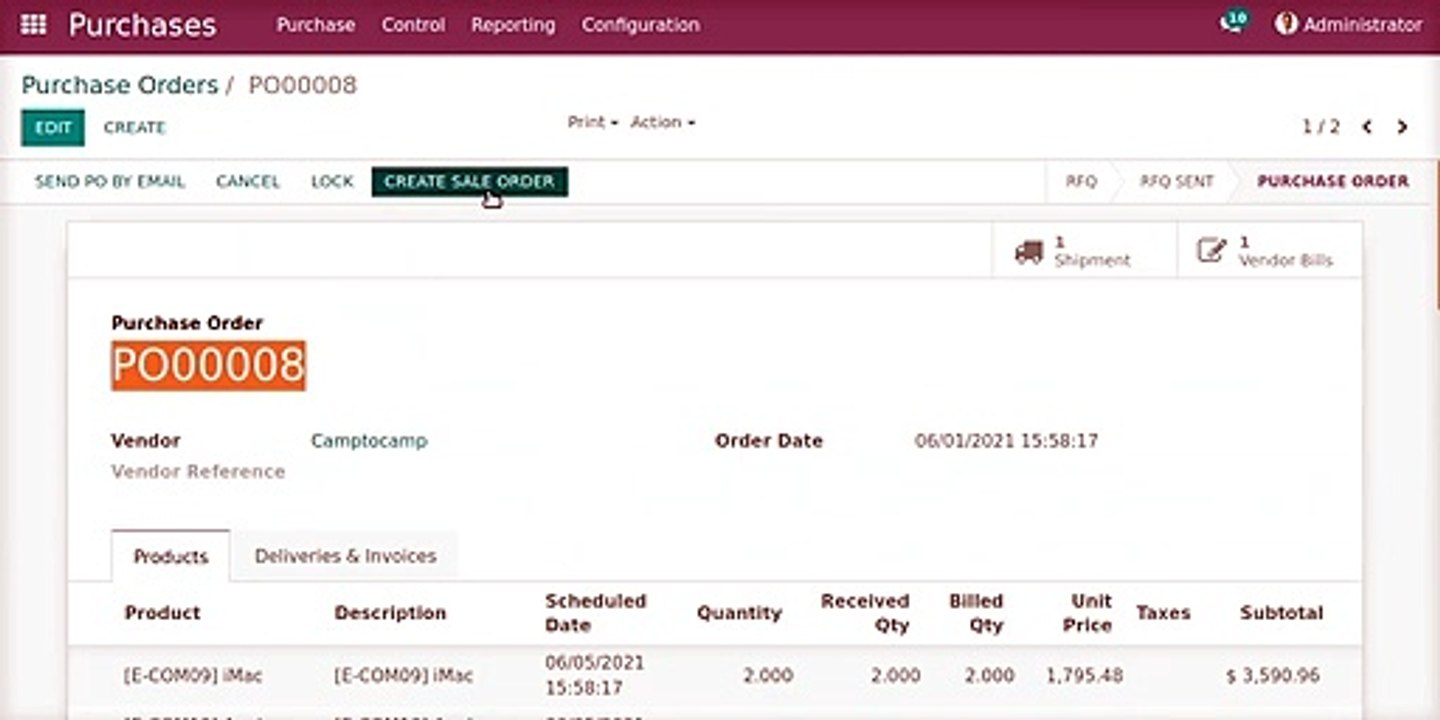 How to create Sale Order for the product based on a Purchase Request | Odoo