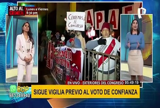 Voto de Confianza: manifestantes se agrupan en los exteriores del Congreso