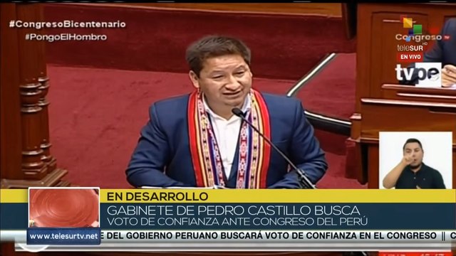 Gabinete presidencial defiende voto de confianza ante Parlamento peruano