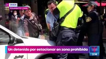 Detienen a hombre por estacionarse en zona prohibida en 