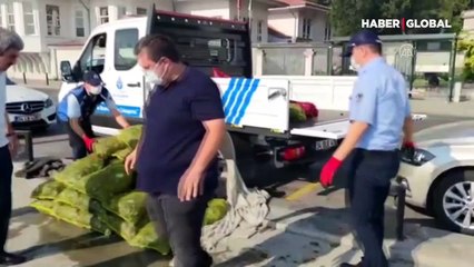 Sarıyer'de kaçak avlanan 1 ton midye ele geçirildi