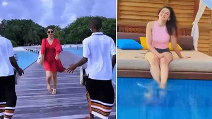 Gauhar Khan का मालदीव में ढोल-बाजों से Welcome, नजारा देख खुशी से उछल पड़ीं Gauhar | FilmiBeat