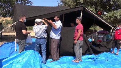 Orman yangınında çadırı yanan Yörük Aileye yeni çadır hediye edildi