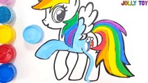 Glitter Rainbow Dash My Little Pony coloring and drawing - Learn colors for Kids - Jolly Toy Art ☆