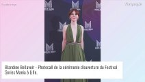 Blandine Bellavoir (Une affaire française) ose une robe ultra décolletée sur tapis rouge