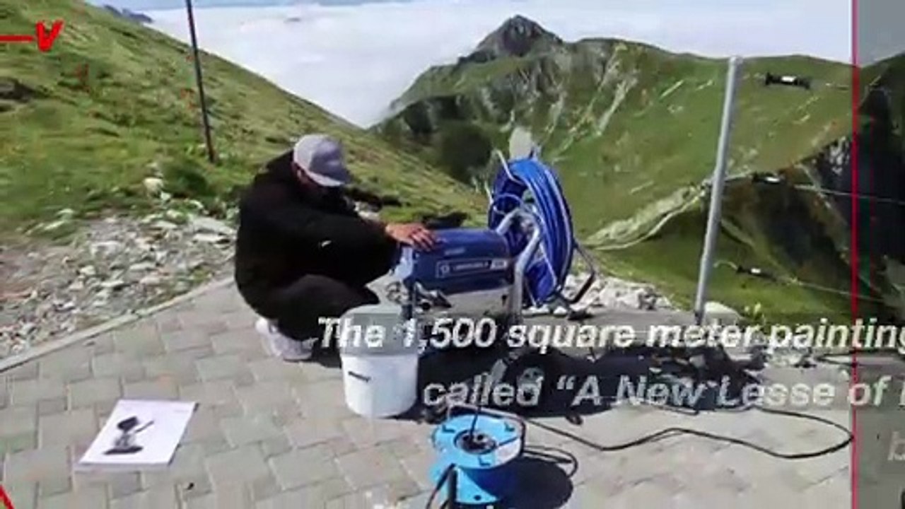 French Graffiti Artist Creates 1,500 Square Meter Masterpiece on a Mountaintop