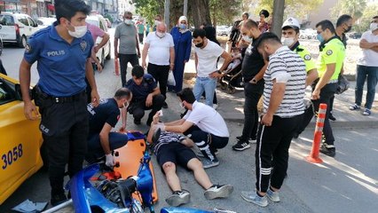 Ticari taksiyle çarpışan motosiklet sürücüsü yaralandı