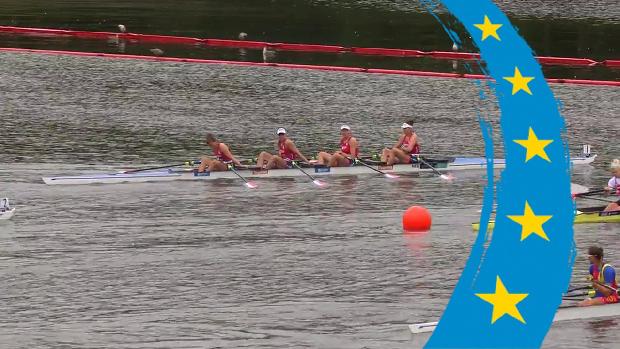 2018 European Rowing Championships - Glasgow (GBR) - Women's Quadruple Sculls (W4x) Heat 1