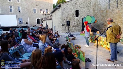 Théatre jeune public  avec JUSTINE OU L'ART DE REGARDER POUSSER LES FLEURS à TRETS 27AOUT2021