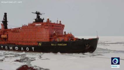 Images of the giant Russian nuclear-powered icebreaker '50 Let Pobedy'