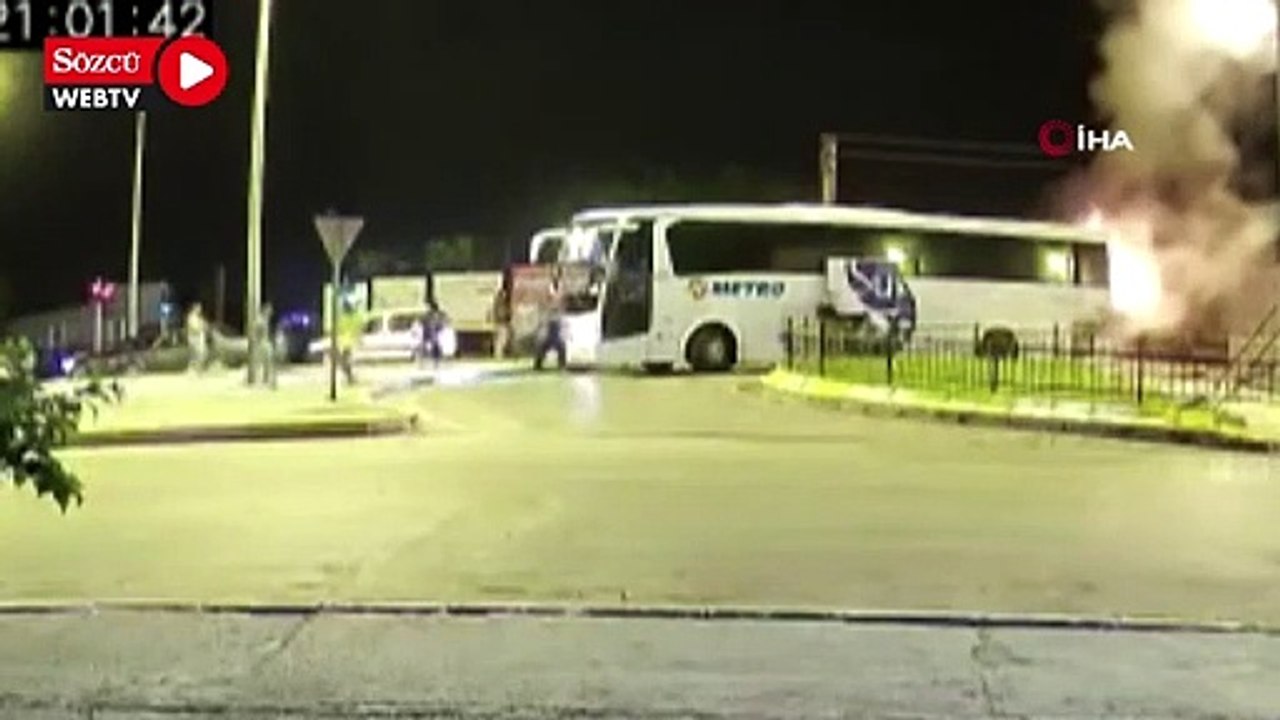 Yolcu dolu otobüs alevlere teslim oldu