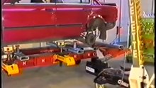 Retro video guide on BMW 3 series collision repair with Celette car frame machine and MZ jig system