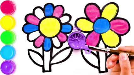 Pelajari Menggambar dan Mewarnai Two Flowers pretty Untuk Anak anak