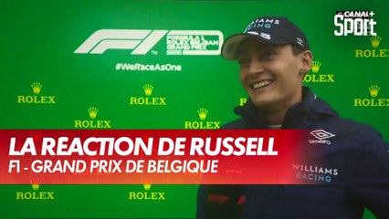 La joie de George Russell après le premier podium - GP de Belgique