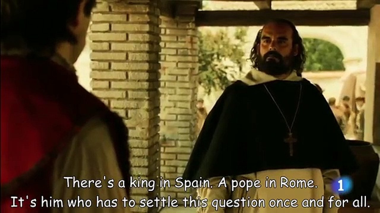 Empress Isabella helps Friar Bartolomé defend the Indians (Carlos, rey emperador)