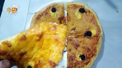أسرار بيتزا المحلات  -- جبنة مطاطية عجينة طرية مطبخ الطباخ البسيط    Cheese pizza
