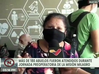 Entérate | Misión Milagro beneficia a abuelos en jornada preoperatorias en el Estado Sucre