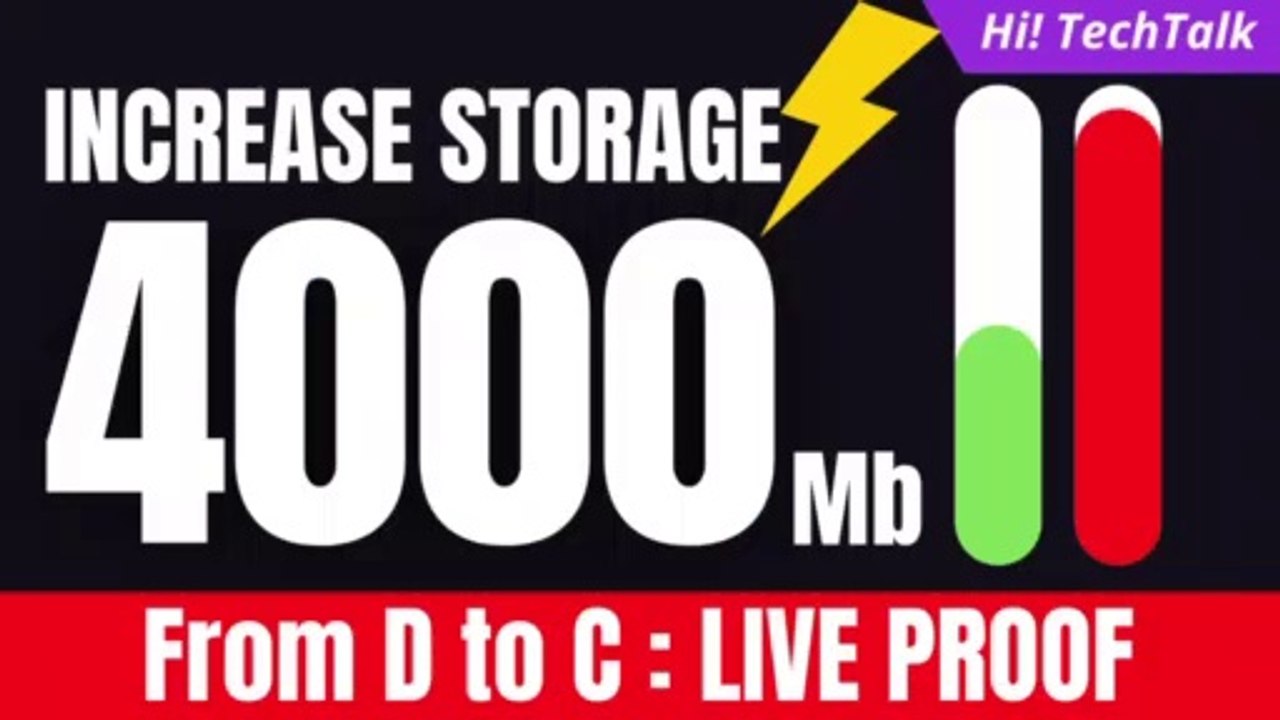 Increase Storage 4000 Mb in Less than 5 Minutes | From D to C | Live Proof | Hii TechTalk
