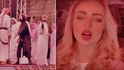 فتاة تقتحم مسرحًا لترقص العرضة في السعودية