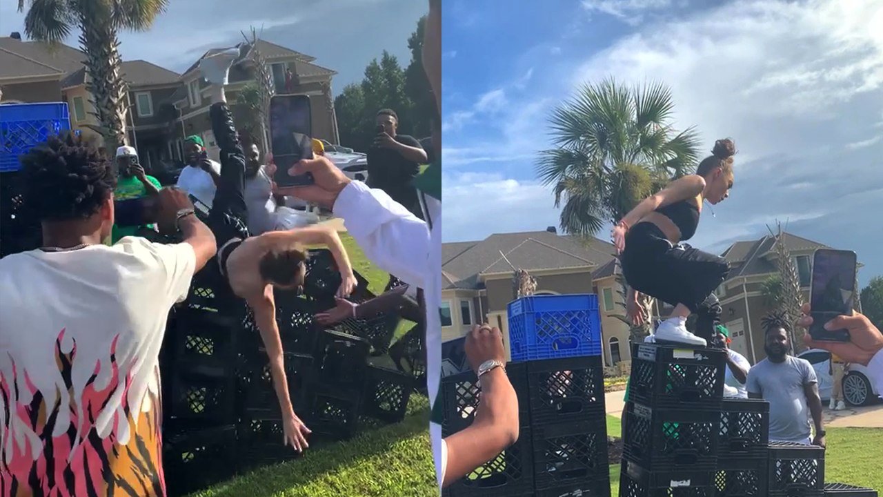'Milk Crate Challenge at Boosie's House GOES HORRIBLY WRONG | Try Not to Laugh'