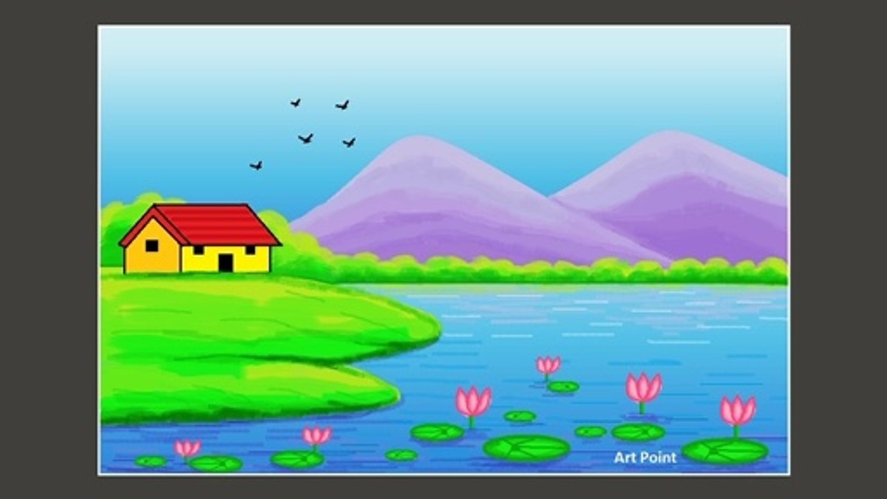 How to Draw - in computer| Microsoft paint tutorial | ms paint | scenery drawing 133 - Art Point