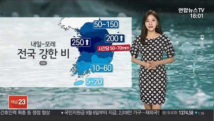 [날씨] 내일 전국 강한비…충청 250mm 이상
