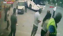 Polis memuru otobüsle ekip aracı arasında sıkıştı