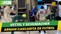 Vettel y Schumacher arman cascarita de futbol en Bélgica por retraso en F1