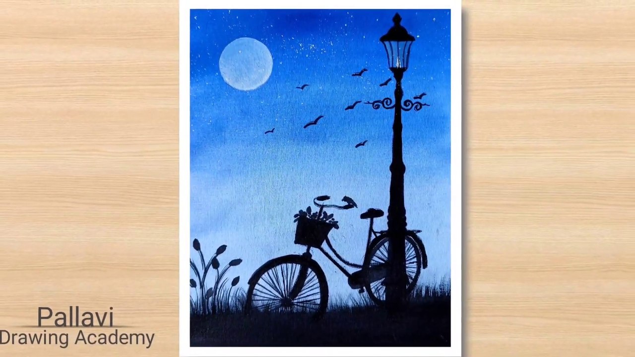 How to draw easy and beautiful night painting with poster color ...