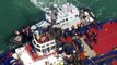 Aerials of migrants rescued attempting to reach UK