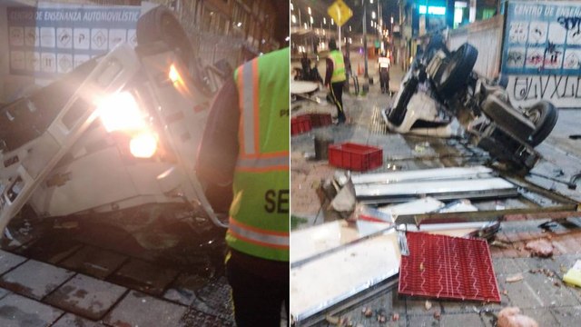 Dos heridos deja volcamiento de furgón en la autopista sur de Bogotá