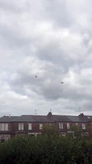 Two chinook helicopters circle Glasgow