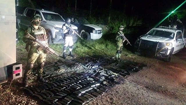 Ejercito Mexicano y Guardia Nacional aseguran armamento de alto calibre en Teocaltiche