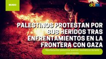 Palestinos protestan por sus heridos tras enfrentamientos en la frontera con Gaza