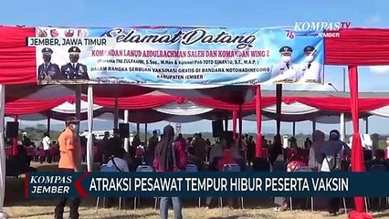 Atraksi Pesawat Tempur Hibur Peserta Vaksin di Bandara Notohadinegoro Jember