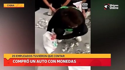 Compró un auto con monedas