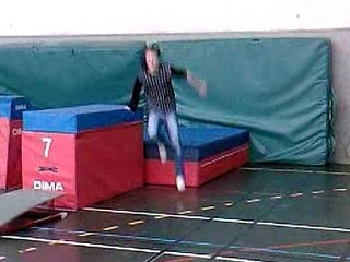 Le saut de cheval dans le gymnase