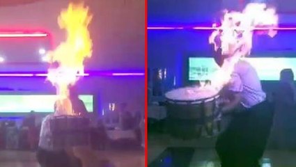 Davulcu, şov uğruna az kalsın kendini yakıyordu! Saniye saniye kamerada