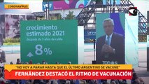 Fernández destacó el ritmo de vacunación