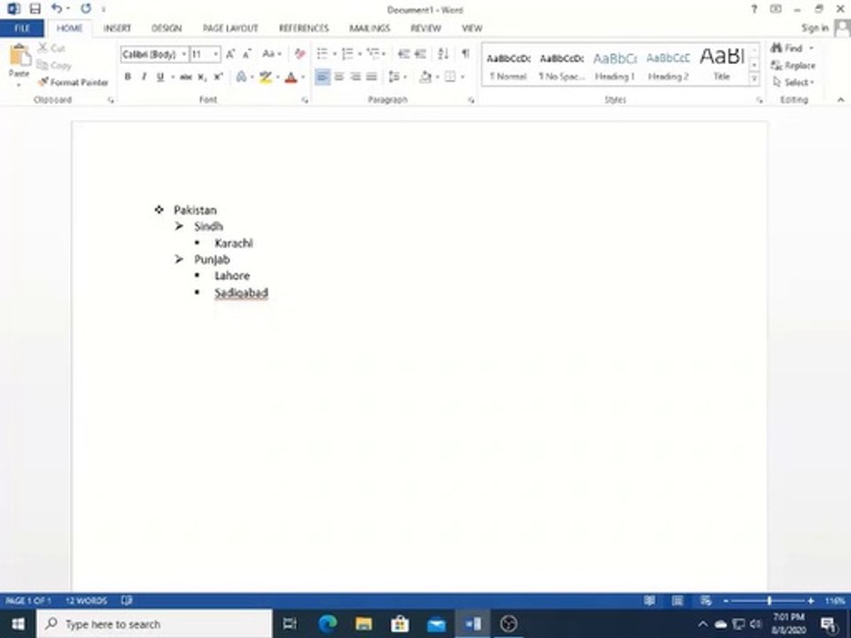 Microsoft Word 2013 Urdu tutorials Multilevel List - class 11 |Technical Buddy