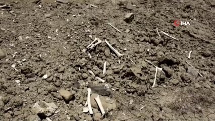 İçme suyu yolu mezarlık içinden geçince kemikler etrafa saçıldı