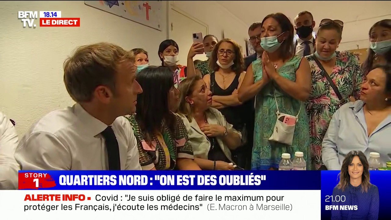 "Ce n'est pas normal que dans les quartiers Nord, on ne bénéficie pas de métro ni de tramway": une habitante de Marseille s'exprime face à Emmanuel Macron