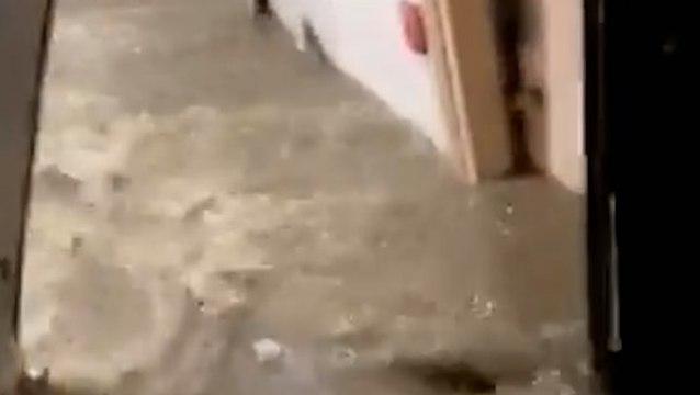 Apartment building flooded by Tropical Rainstorm Ida