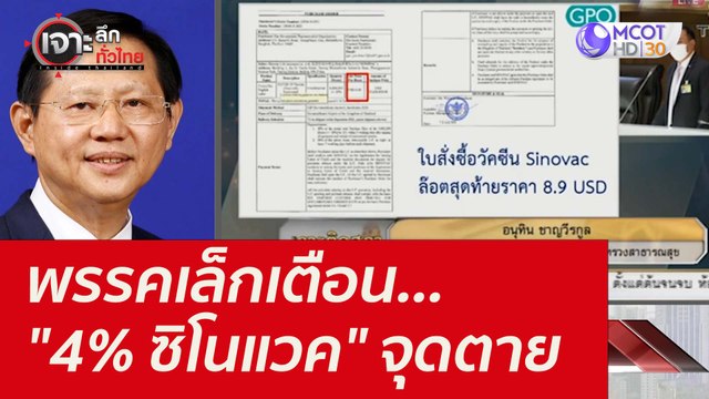 พรรคเล็กเตือน... 4% ซิโนแวค จุดตาย : เจาะลึกทั่วไทย (2 ก.ย. 64)