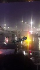 Fırtına İstanbul Havalimanı'nda ortalığı birbirine kattı