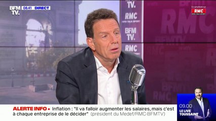 Geoffroy Roux de Bézieux (Medef): "Je ne crois pas" qu'il faille donner un coup de pouce au SMIC