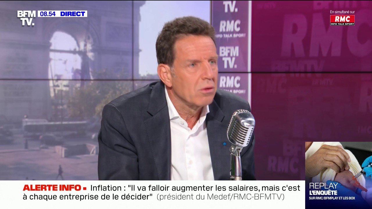Geoffroy Roux de Bézieux (Medef) souhaite demander "que l'obligation de pass sanitaire dans les centres commerciaux soit arrêtée"