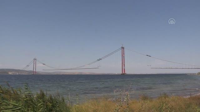 ÇANAKKALE - 1915 Çanakkale Köprüsü nde geçiş yolunun yarısından fazlası hazır