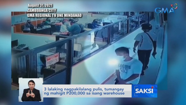 3 lalaking nagpakilalang pulis, tumangay ng mahigit P200,000 sa isang warehouse | Saksi